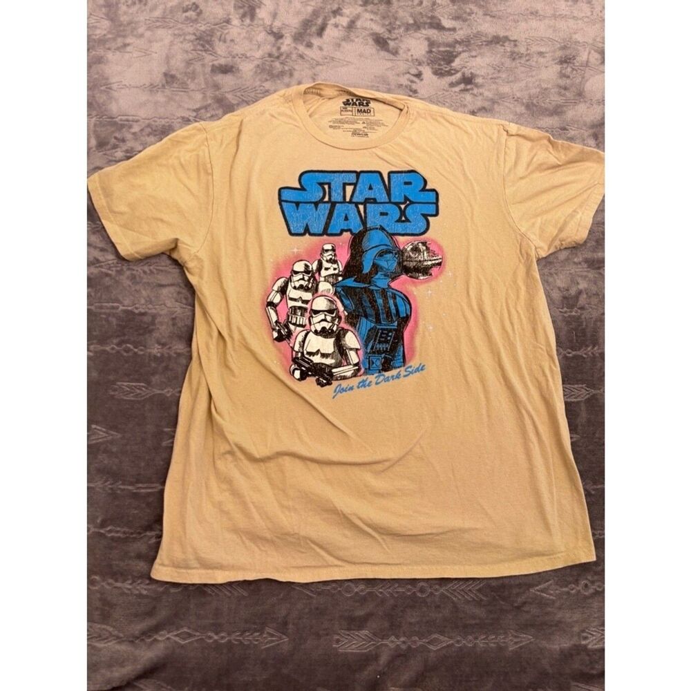 Men's Darth Vader Stormtrooper Graphic Tee - Beige, Size L by Mad Engine